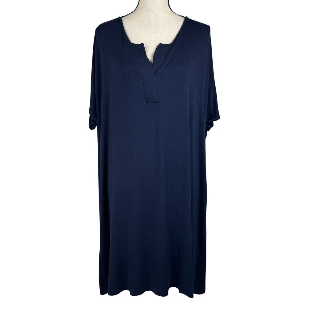 Lane Bryant SZ 22/24 Jersey T-Shirt Dress Short Sleeve Lightweight Stretch Navy